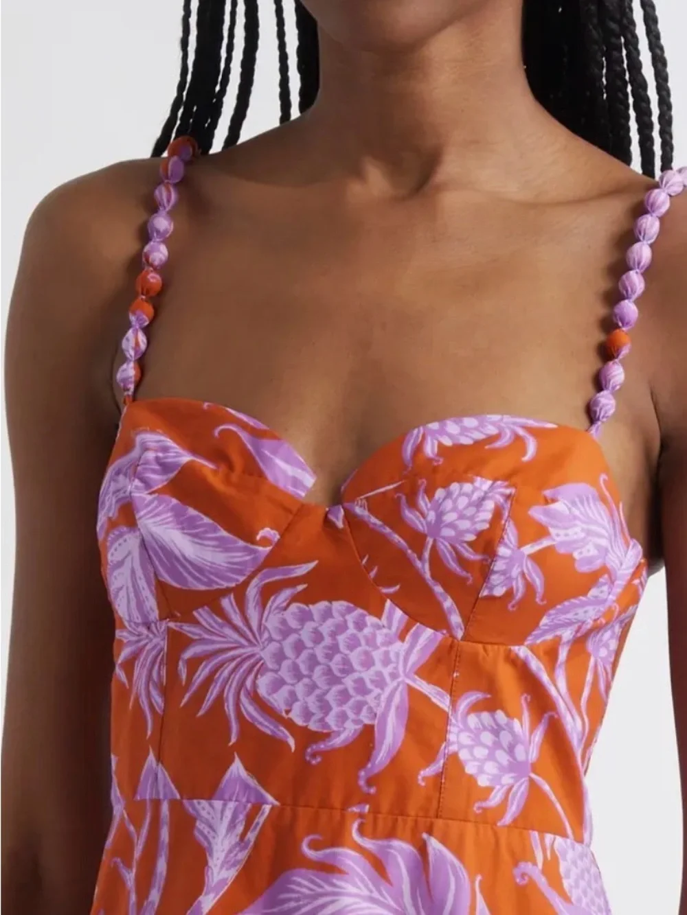 FARM Rio Tropical Swing Mix Floral Midi Dress Orange, Pink, Yellow, Green, Blue) - Picture 2 of 8